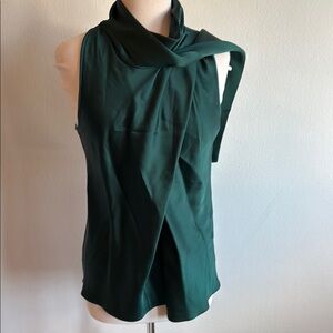 Simkhai Green Asymmetrical Tie Front Top